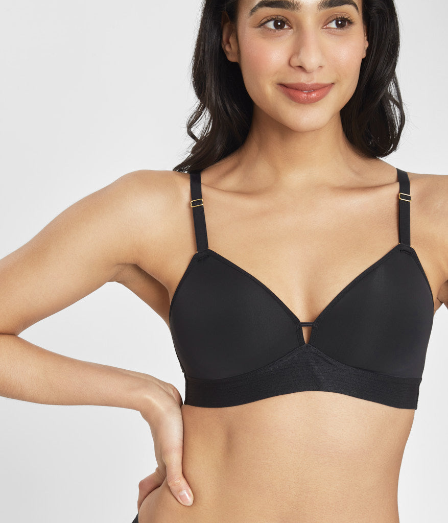 The Mesh Trim Bralette - Jet Black