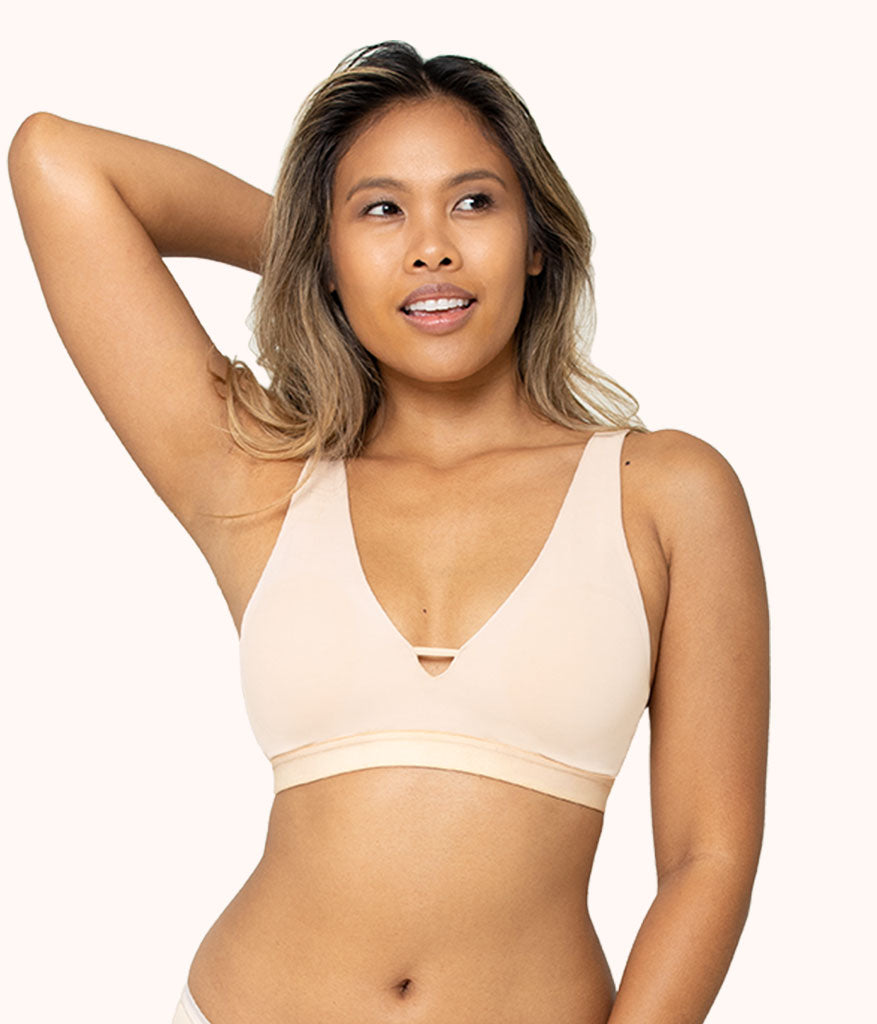 LIVELY Sleek Scoop Bralette for Women, Seamless No Show Bra with Soft  Square Neckline