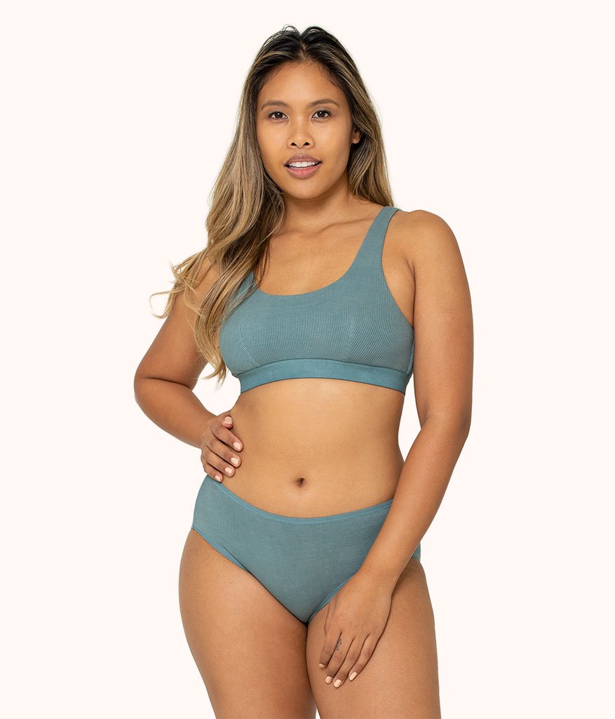 The Ribbed Busty Bralette: Harbor Green