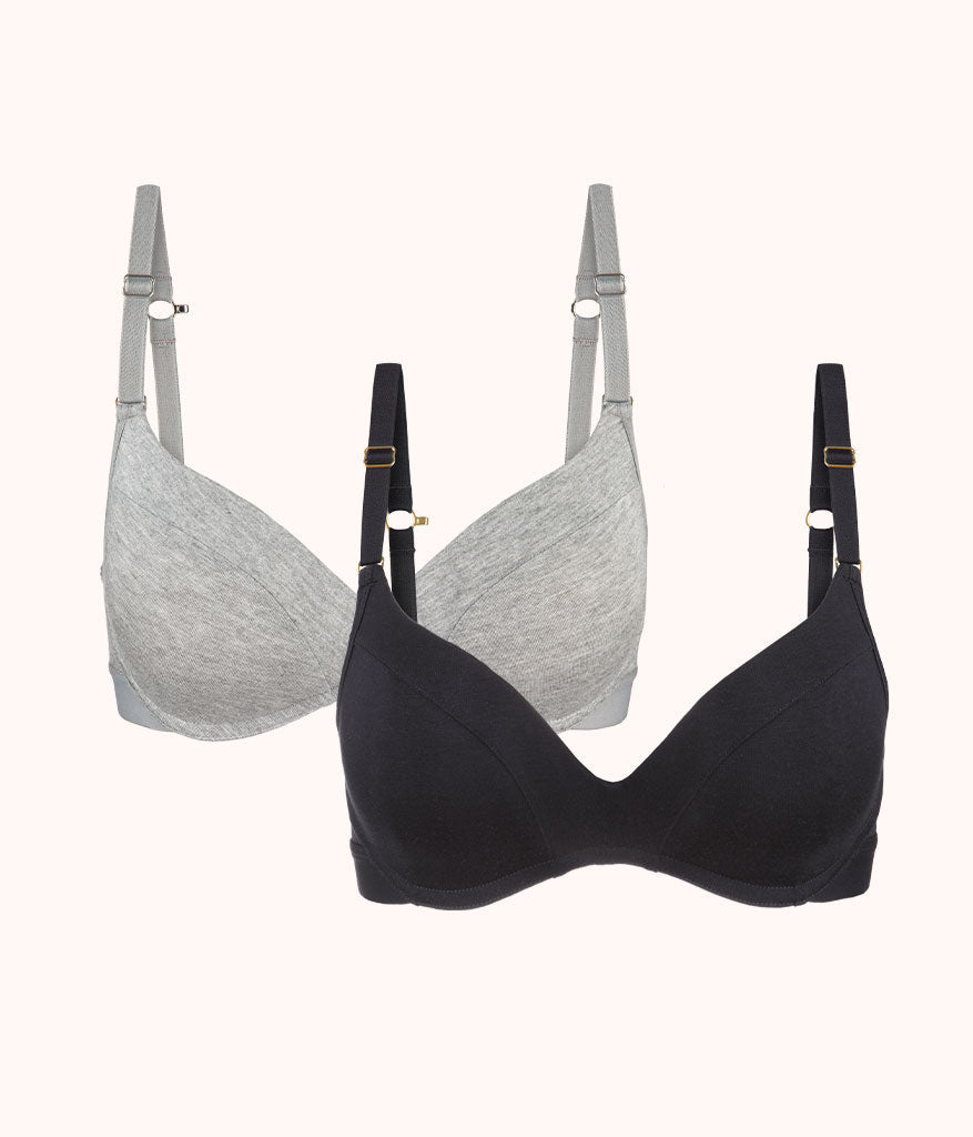 The All-Day Deep V No-Wire Bra - Heather Gray | LIVELY