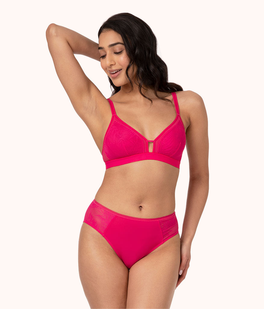 The Smooth Lace High Waist Bikini: Magenta