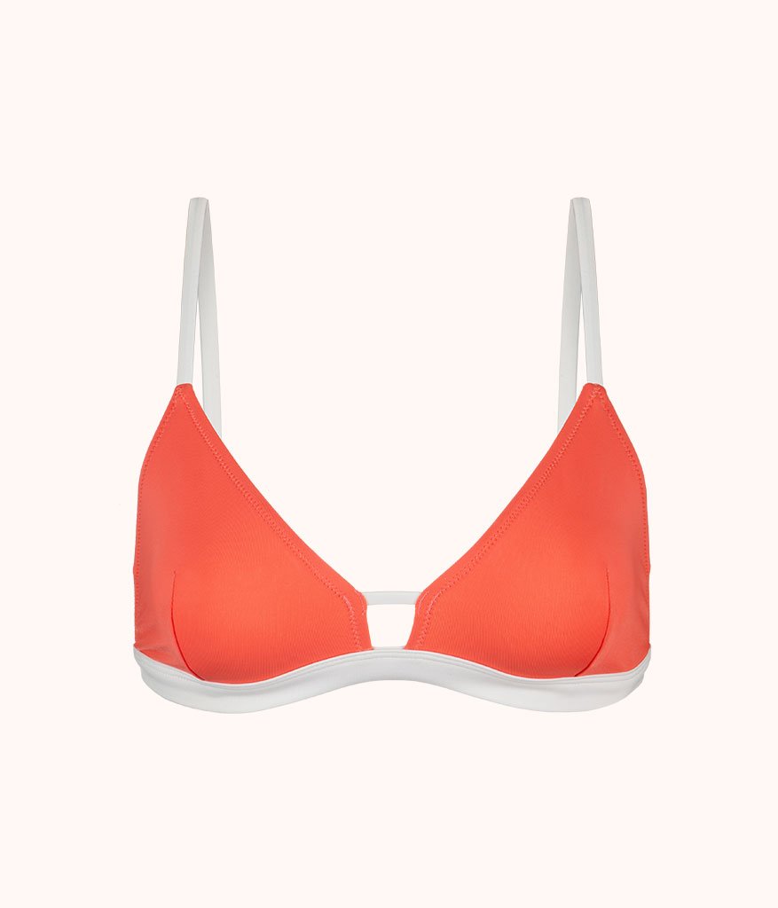 The Swim Bralette: Coral/White