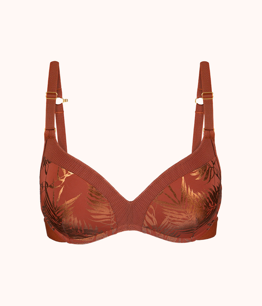 The Metallic Palm No-Wire Push-Up: Burnished Mahogany/Metallic Palm Print