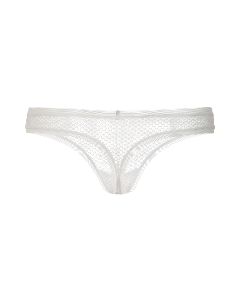 The Geo Lace Thong - Bright White | LIVELY