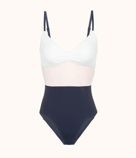 The One Piece - Colorblock: White/Pink/Soft Navy | LIVELY