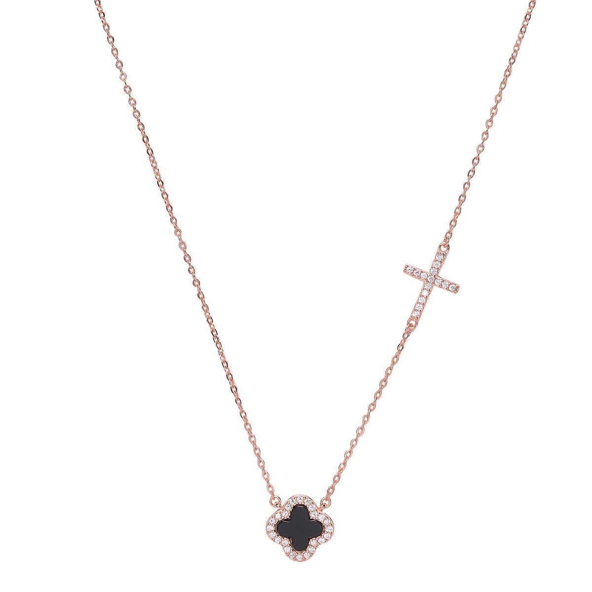 Small Black Onyx single clover necklace - Moshe Fine Jewellery