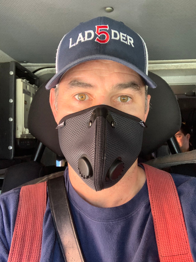 Fire fighter wearing RZ Mask for smoke protection