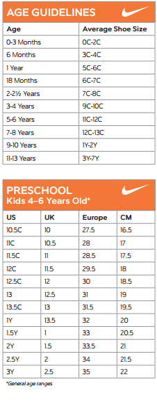 SIZE CHART