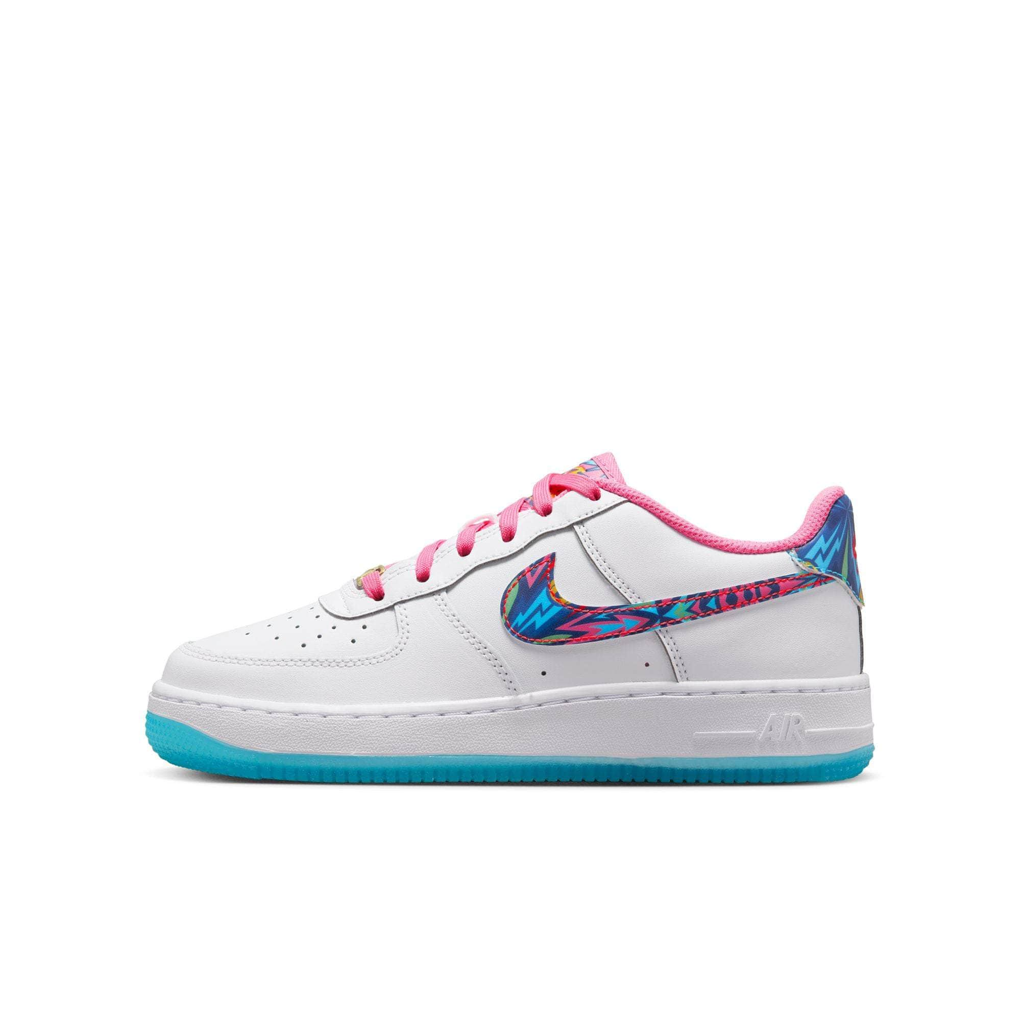  Nike Boy's Air Force 1 LV8 EMB (Big Kid) Black/Gym Red/Washed  Teal/Court Purple 4 Big Kid M