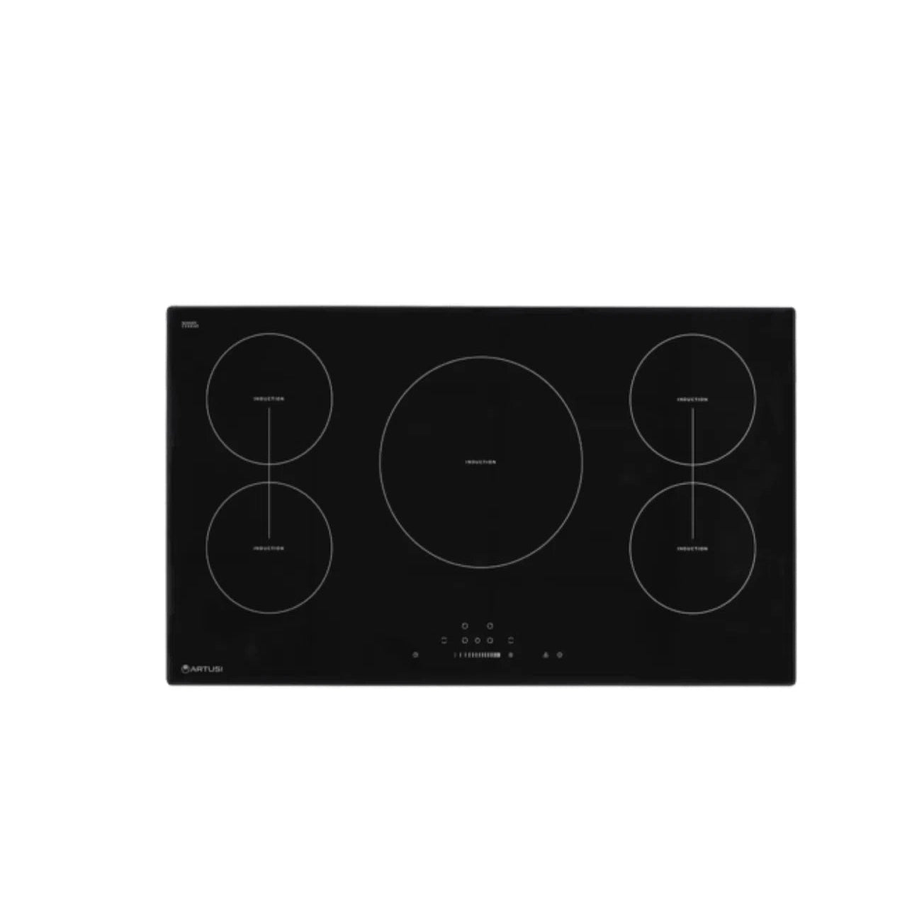 Artusi 90cm Induction Cooktop Black Glass With Aluminlum Trim