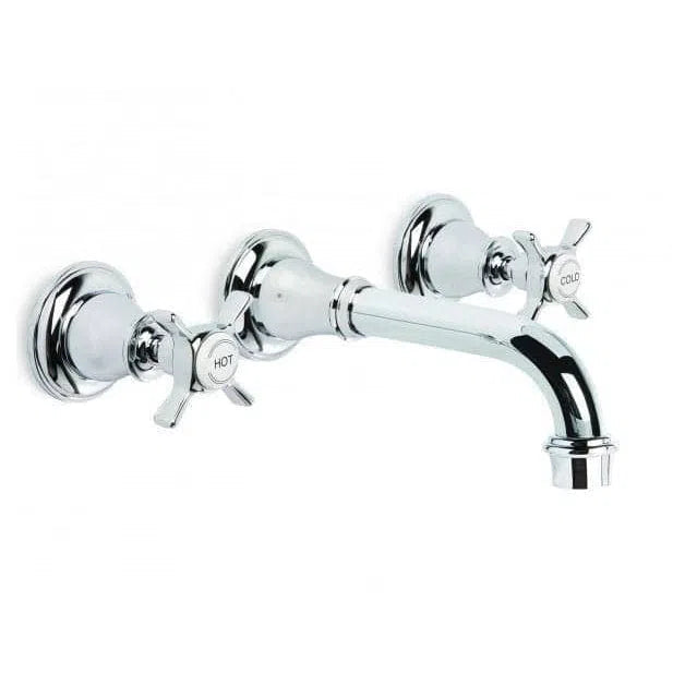 Brodware Neu England Wall Basin/Bath Set With Cross Handles