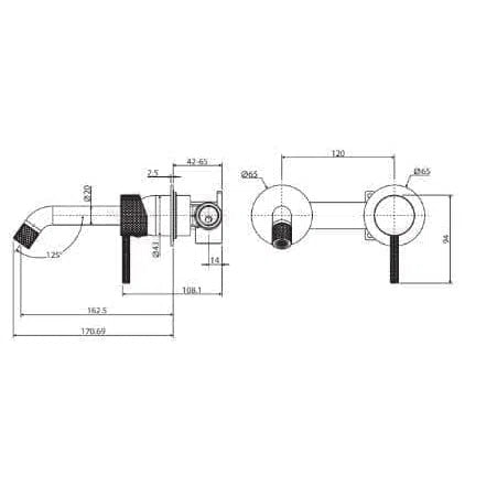 Fienza Axle Wall Basin/Bath Set - Brushed Nickel