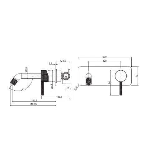 Fienza Axle Wall Basin/Bath Set With Plate - Brushed Nickel