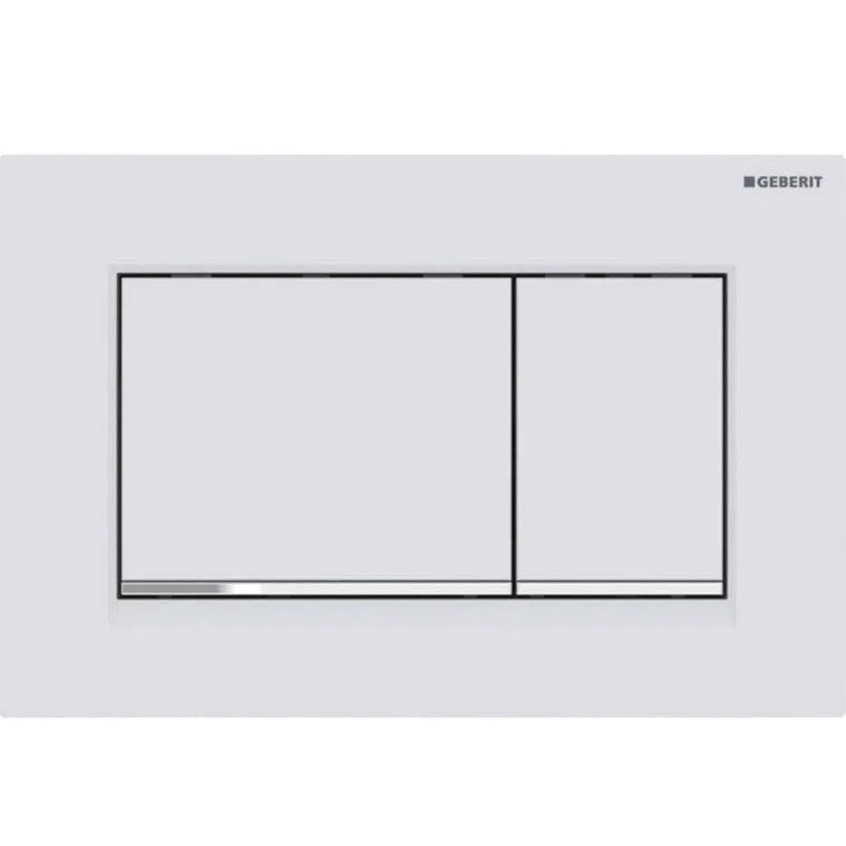 Geberit Sigma30 Dual Flush Button & Access Plate - Matte White/Chrome Trim