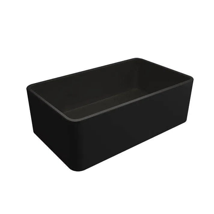 Turner Hastings Novi 75 x 46 Fine Fireclay Butler Sink - Matte Black Double Sided Flat Front and Ribbed Front