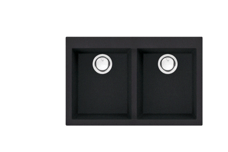 Artusi 790 x 500mm Granitek Series Double Bowl Sink Black