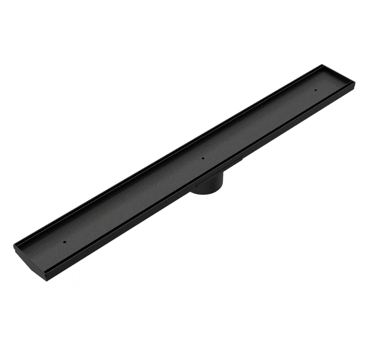 Nero Tile Insert V Channel Floor Grate 89mm Outlet With Hole Saw Matte Black