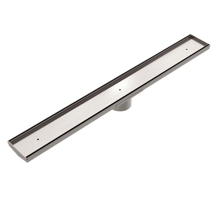 Nero Tile Insert V Channel Floor Grate 89mm Outlet With Hole Saw Brushed Nickel
