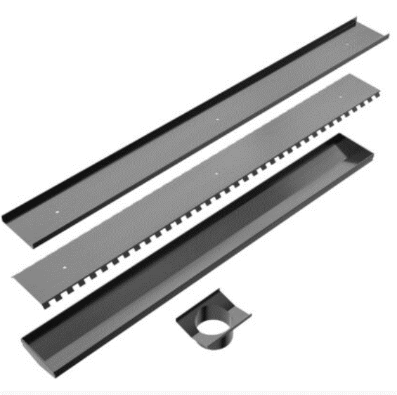 Nero Tile Insert V Channel Floor Grate 89mm Outlet With Hole Saw Gun Metal