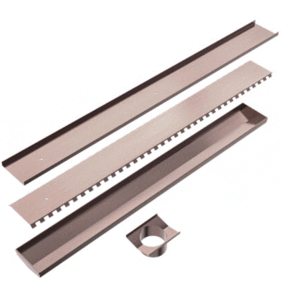 Nero Tile Insert V Channel Floor Grate 89mm Outlet With Hole Saw Brushed Bronze