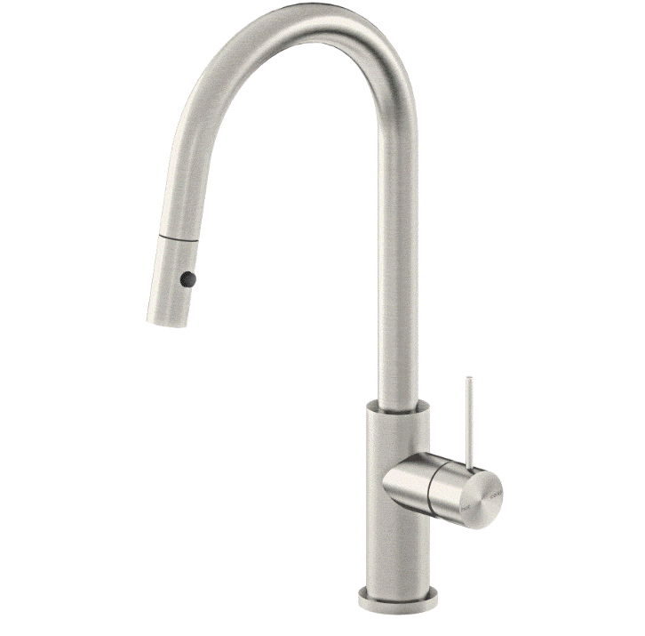 Nero Mecca Pull Out Sink Mixer With Vegie Spray Function Brushed Nickel