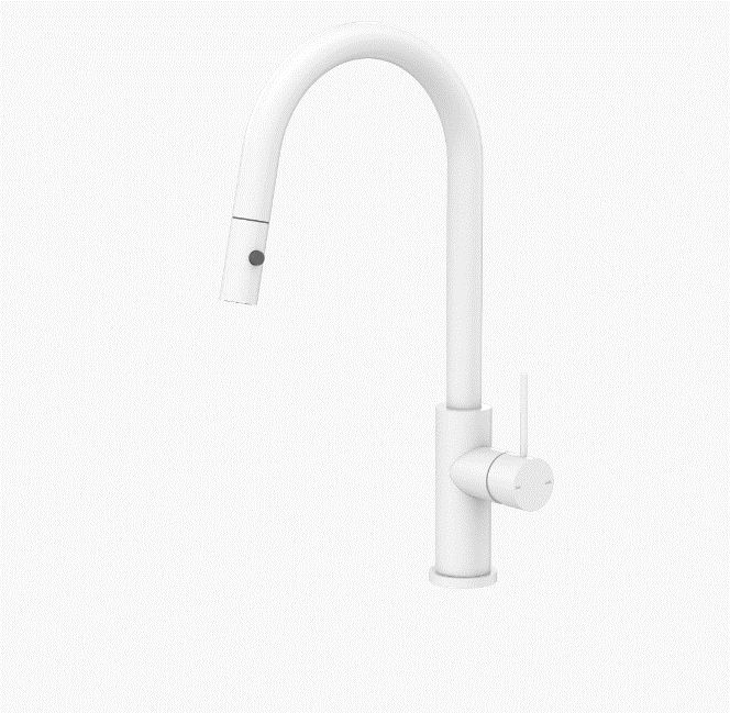 Nero Mecca Pull Out Sink Mixer With Vegie Spray Function Matte White