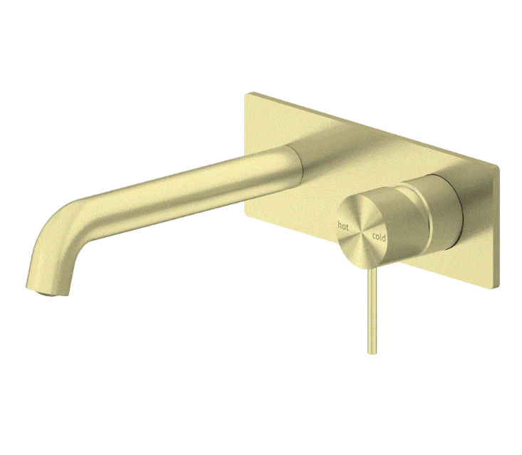 Nero Mecca Wall Basin Mixer 160mm Spout Brushed Gold