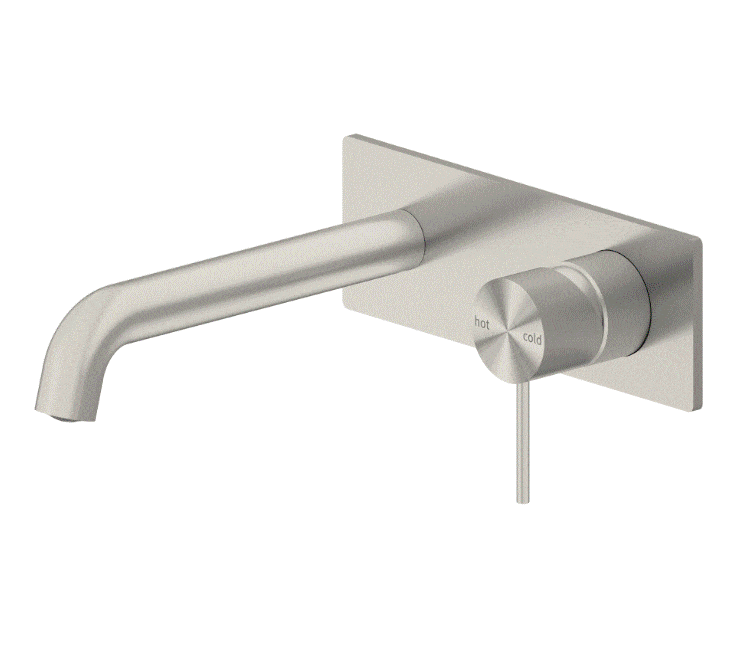 Nero Mecca Wall Basin Mixer 160mm Spout Brushed Nickel