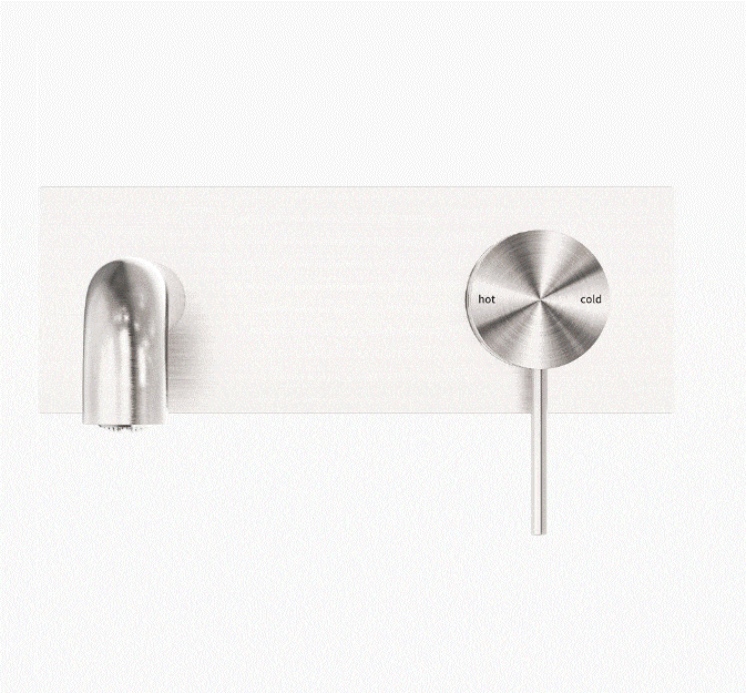 Nero Mecca Wall Basin Mixer 185mm Spout Brushed Nickel