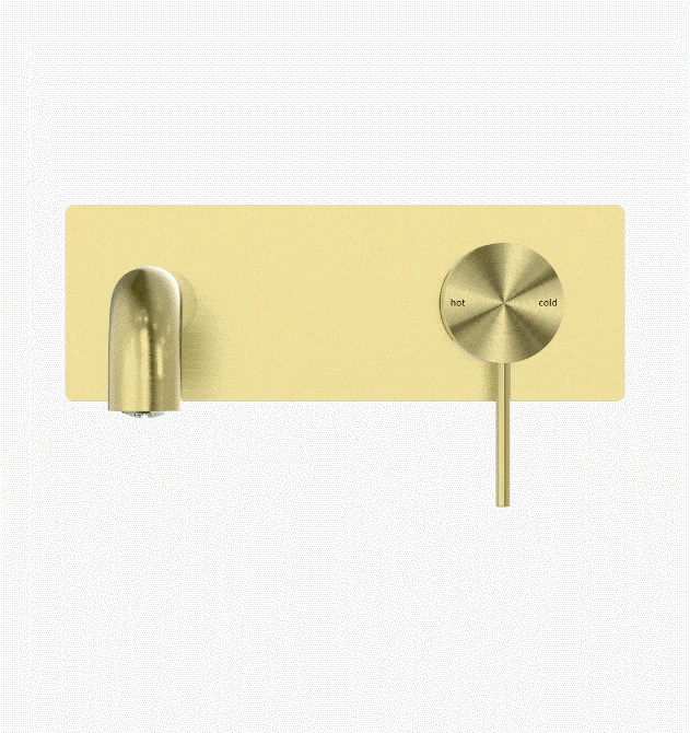 Nero Mecca Wall Basin Mixer 230mm Spout Brushed Gold