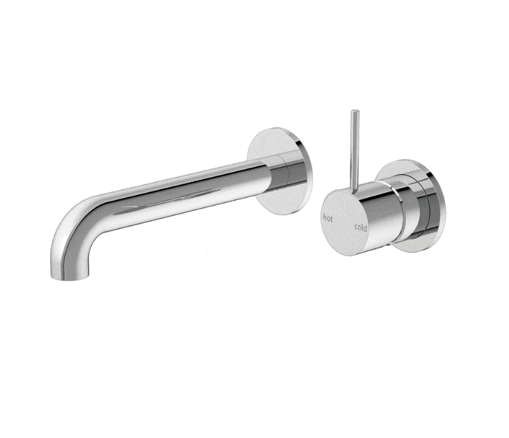 Nero Mecca Wall Basin Mixer Separate Back Plate Handle Up 185mm Spout Chrome