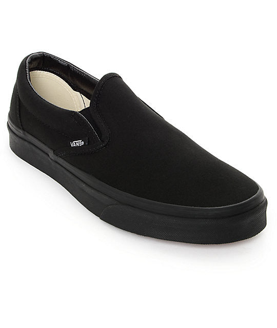 vans black black slip on