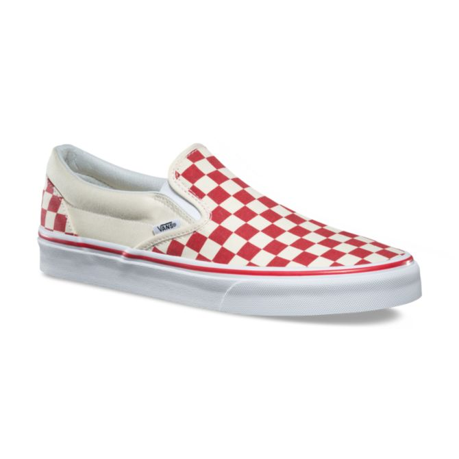 womens red and white checkered vans