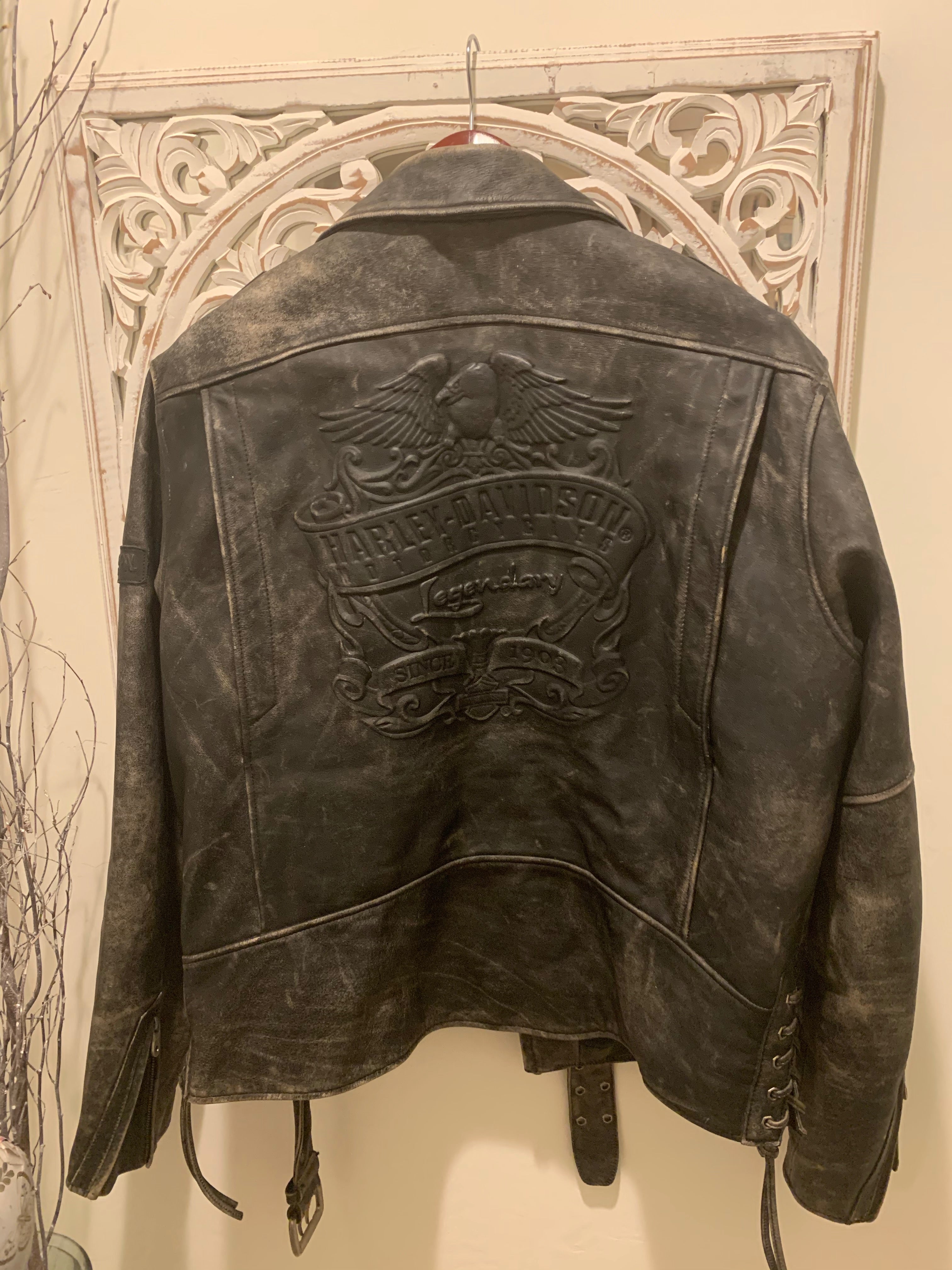 Harley Davidson Corral Distressed Black Leather Jacket (97001-04Vm) Me ...