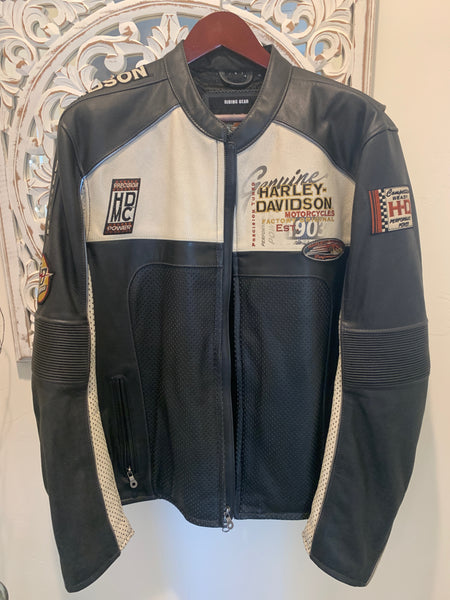 Harley Davidson Men REGULATOR Perforated Off-white Leather XL Jacket 9 ...