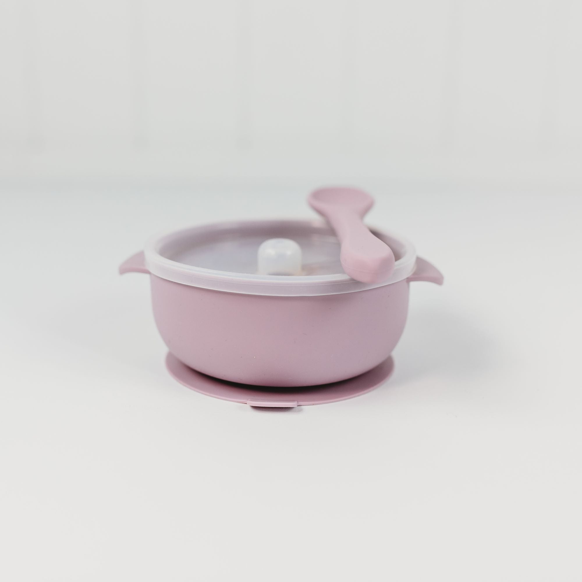 Image of Silicone Bowl with Lid and Spoon - Lilac