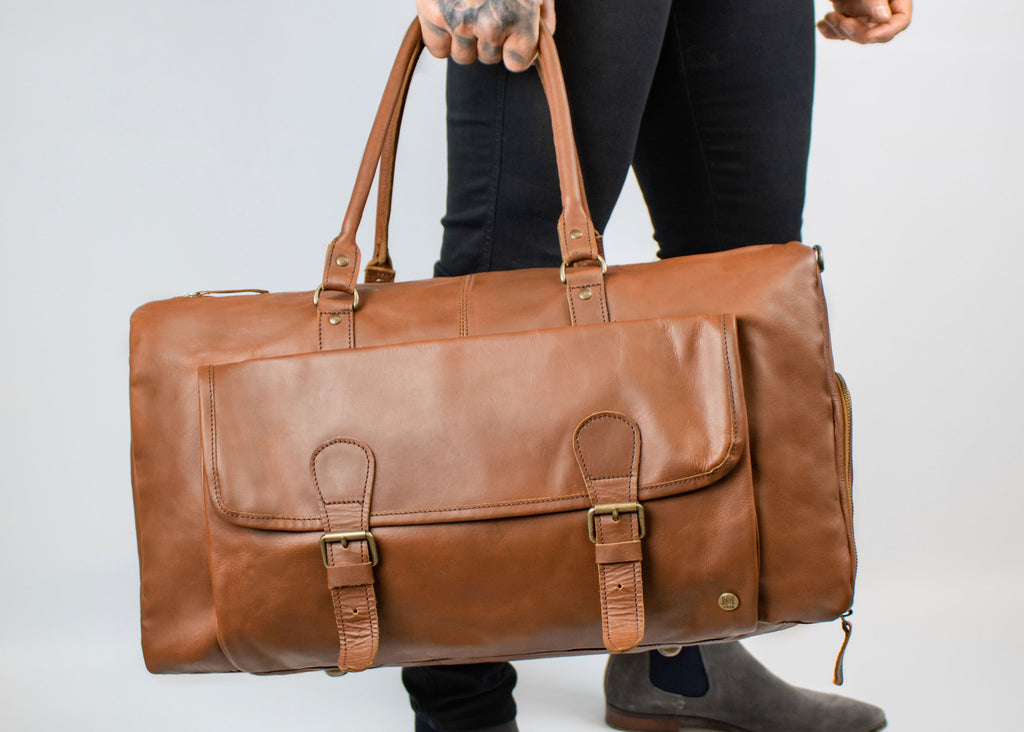 Lightweight Luxury Leather Duffel Bag for Men - Day Bag