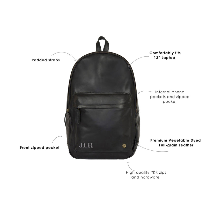 Classic Black Leather Backpack for Work, School, or College – MAHI Leather