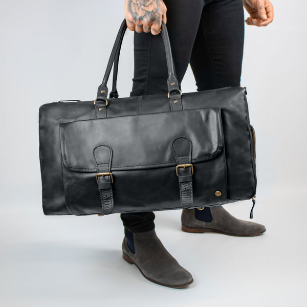 Black Full Grain Leather Satchel with 15 Laptop Capacity – MAHI