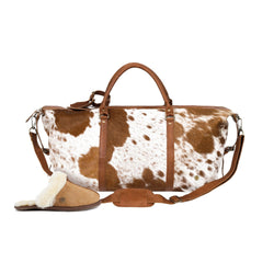 cow print duffle bag