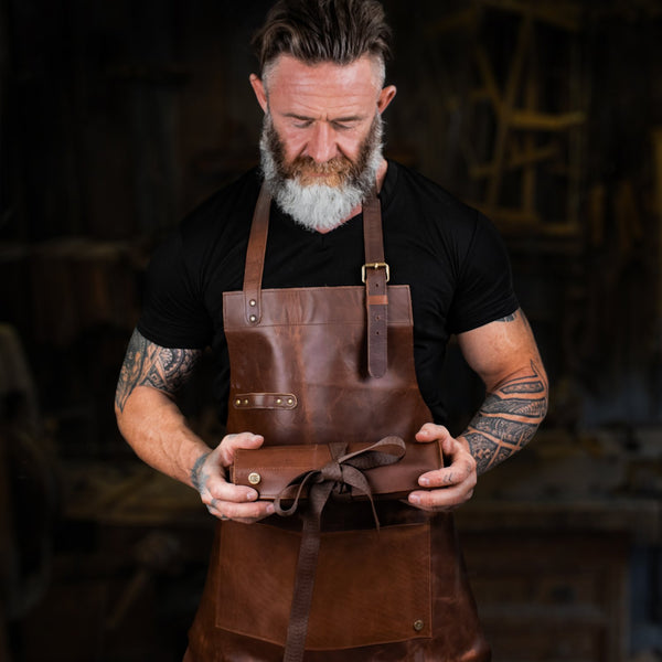 Distressed Leather Tool Bag in Brown - 100% Handmade