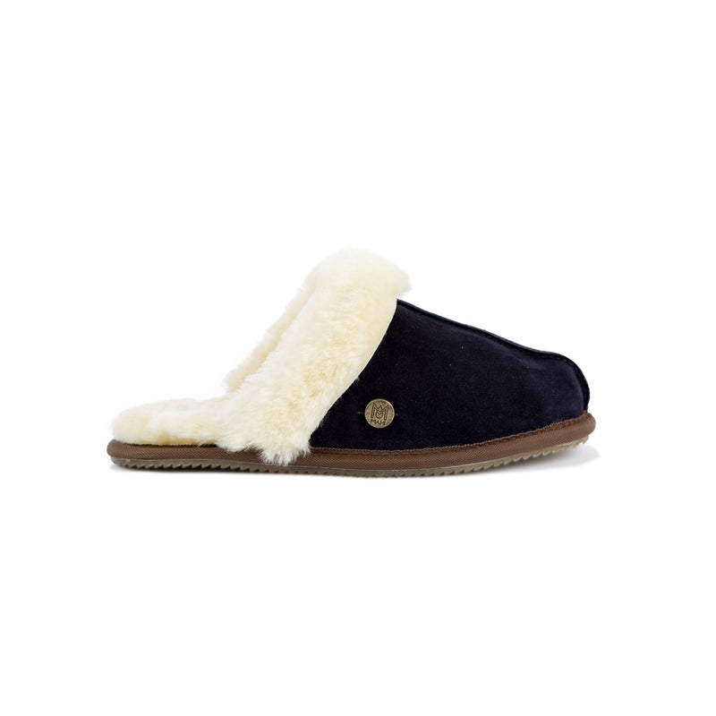 navy fluffy slippers