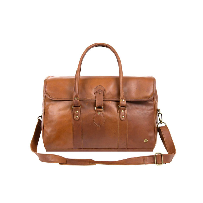 Personalised Brown Leather Overnight Bag - Weekend Travel Bag for Him ...