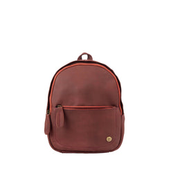 maroon leather backpack