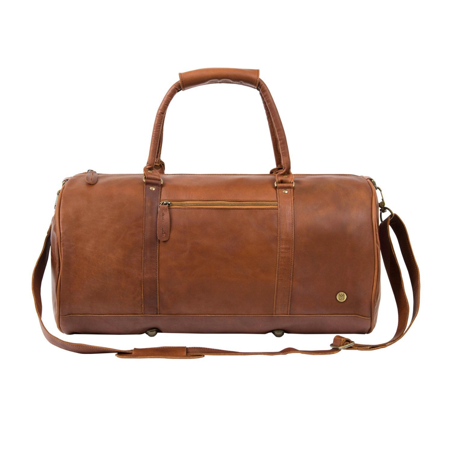 Brown Leather Duffle with Mahogany Details - Leather Overnight Bag