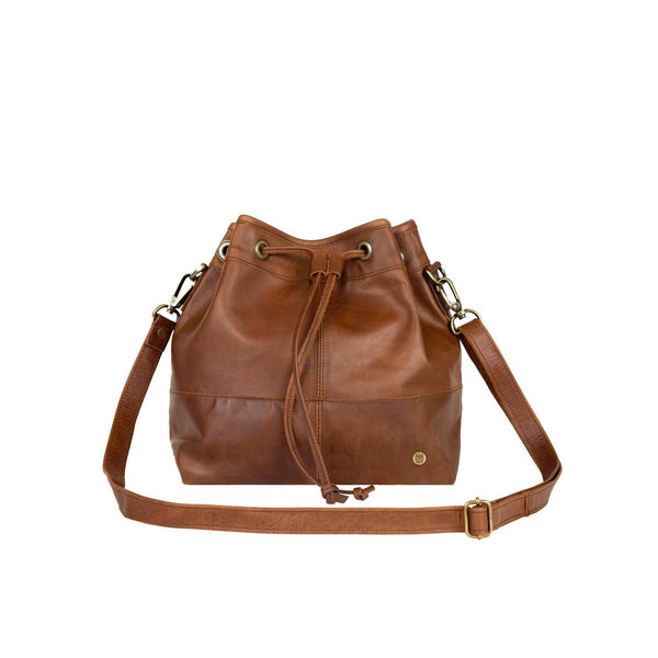 Brown Mon Trésor mini embossed leather bucket bag