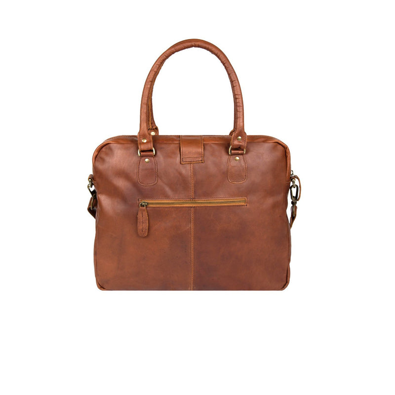 Personalised Brown Leather Buckle Satchel with 15