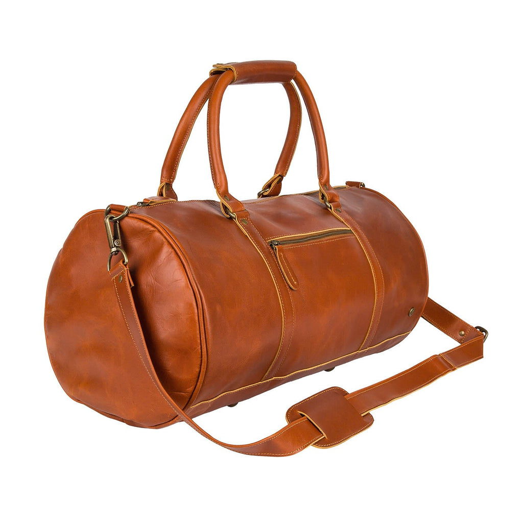 Personalized Tan Buffalo Leather Duffle Bag-Travel Bags for Men + Women –  MAHI Leather