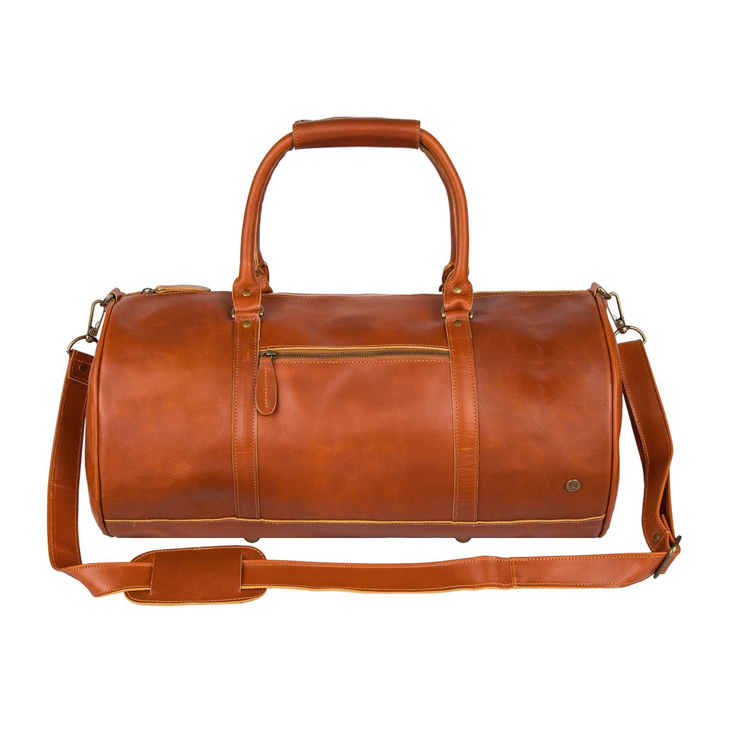 Personalised Tan Buffalo Leather Duffle Bag-Travel Bags for Men + Women ...