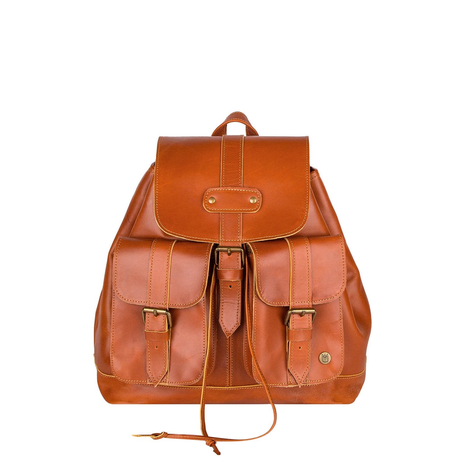 16 Tumbled Leather Drawstring Backpack